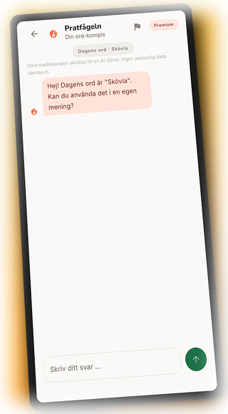 Skärmdump av chatten med Pratfågeln i Glosa